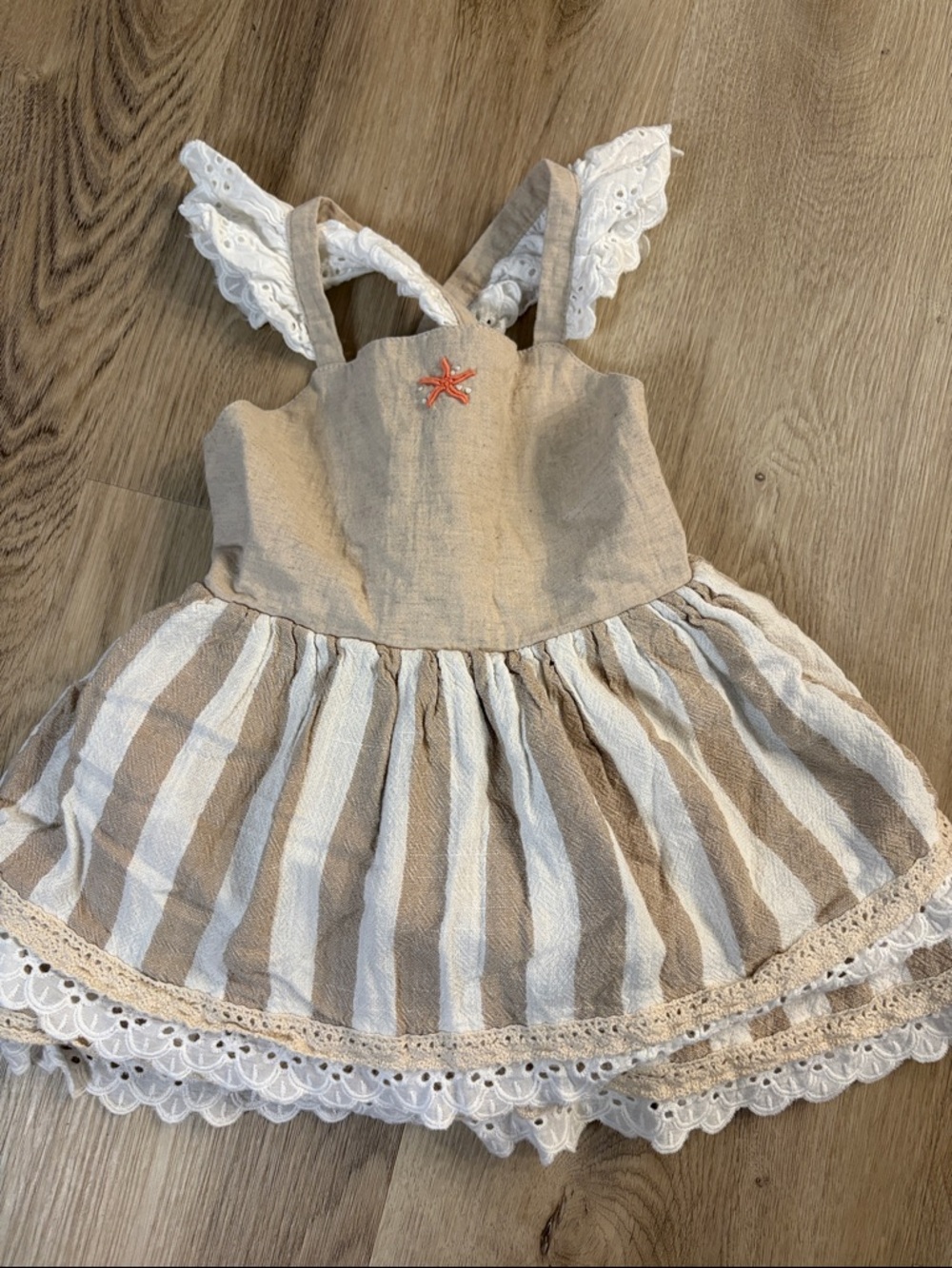 Love and Grow Clothing Co. Linen Starfish Ruffle Tunic - 5Y (Top Only) beach